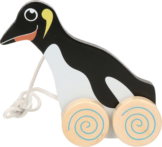 Houten trekdiertje pinguin 13 cm van Small Foot