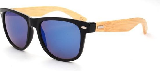 Houten Zonnebril Blauw Spiegel van BAMBOO MASTER