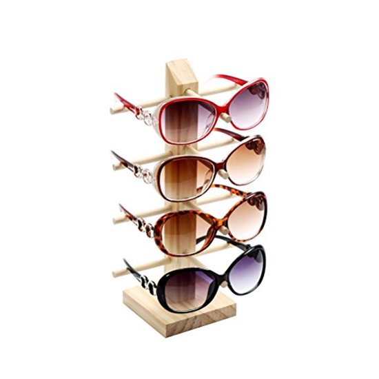Houten Zonnebril Display Rack Organizer - Vier-laags Brillenstandaard van Barooga