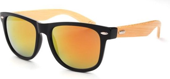 Houten Zonnebril Goud Rood Spiegel van Houten