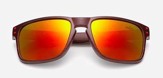 Houten Zonnebril - Oranje op Bruin in een doosje van Houten