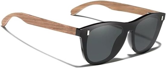 Houten Zonnebril - Polariserende Bril - Outdoor Activiteiten - Echt Hout Frame - 67mm Lens Breedte - Natuurlijk Hout