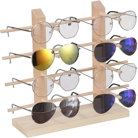 Houten zonnebrilrek voor 8 paar brillen - Organizer en displaystandaard van Houten