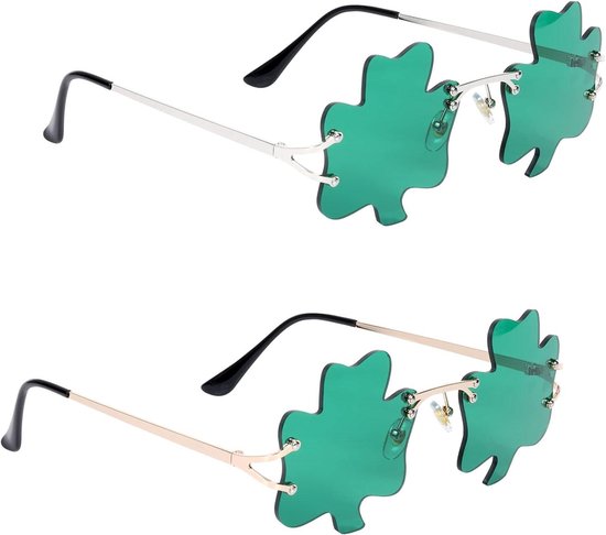 HTML Content - 2 paar Klavertje Zonnebril - Irish Shamrock Bril - Groene Leprechaun Kostuum Bril - Green Party Glasses - St Patricks Day Accessoires - Dames Heren Kinderen Volwassenen - Donkergroen . van Merkloos
