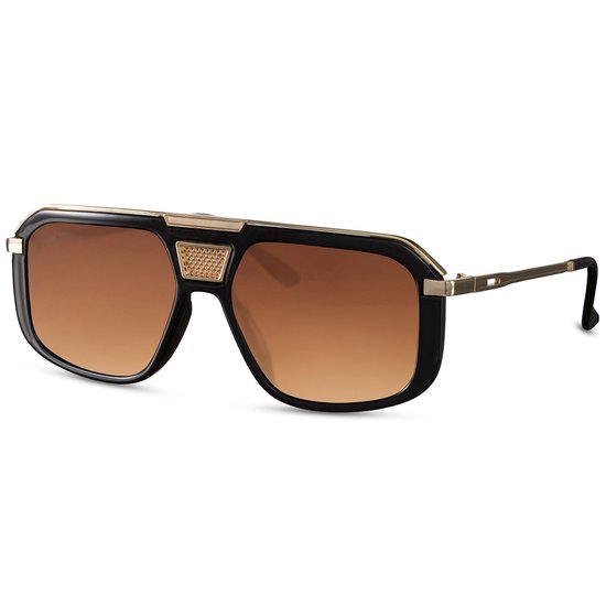 Ibiza Boss zonnebril - Festival rave bril - Glasses - Bruin / goud van Merkloos