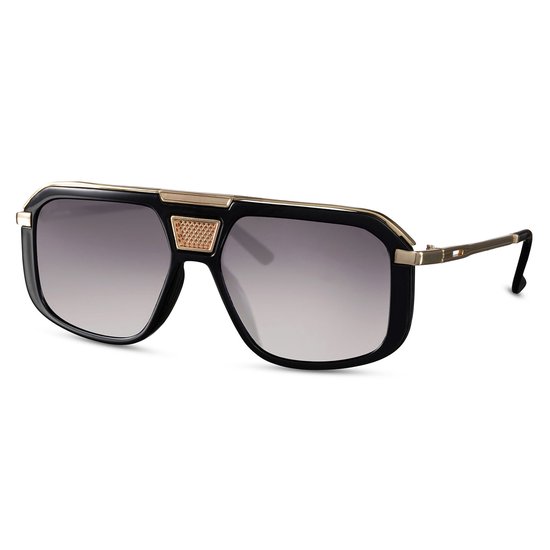 Ibiza Boss zonnebril - Festival rave bril - Glasses - Zwart / goud van Merkloos