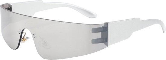 ICCLUB - Rave Bril - Festival Bril - Spiegelglas - Y2K - Techno Bril - Unisex - Silver - Chrome - Grijs van ICCLUB