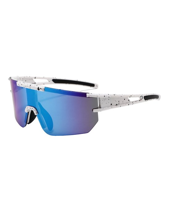 ICCLUB - Zonnebril - Festival bril - Fiets - Sport - Techno - Rave glasses - Spiegelglas - Unieke bril - Heren - Dames - Blauw van Merkloos