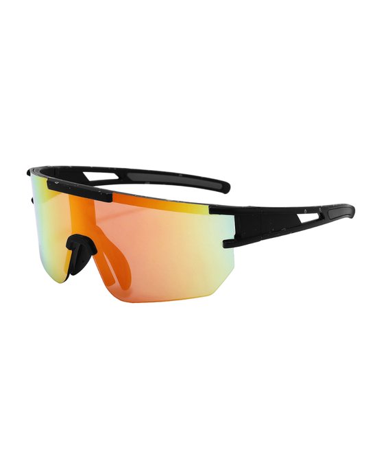 ICCLUB - Zonnebril - Festival bril - Fiets - Sport - Techno - Rave glasses - Spiegelglas - Unieke bril - Heren - Dames - Rood - Oranje - Zwart van ICCLUB