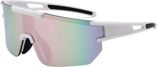 ICCLUB - Zonnebril - Festival bril - Fiets - Sport - Techno - Rave glasses - Spiegelglas - Unieke bril - Heren - Dames - Wit - Kleurrijk