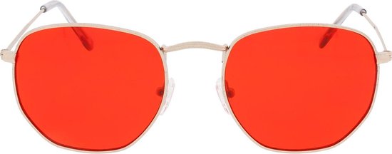 Icon Eyewear Zonnebril AUGUST - Licht goudkleurig montuur - Rode glazen van Icon Eyewear