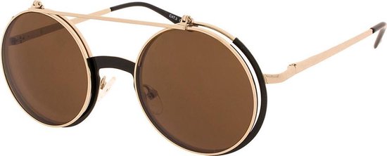 Icon Eyewear Zonnebril FLIP - Zwart & goudkleurig montuur - Bruine & Transparante glazen van Icon Eyewear