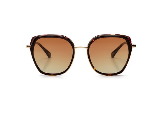 IKKI DONNA 73-22 Dames Zonnebril - Handgemaakt - Plantaardig Acetaat - Gepolariseerd - Donker Turtle - Gradiënt Bruin van IKKI