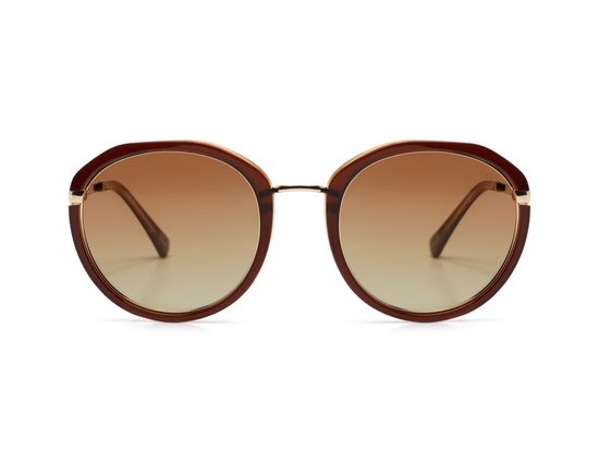 IKKI JILL 74-5 Dames Zonnebril - Handgemaakt - Plantaardig Acetaat - Gepolariseerd - Brown Gold van Merkloos