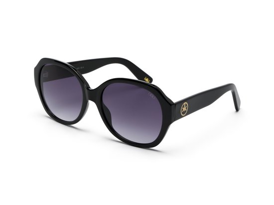 IKKI ZENA 85-4-black-dark grey Dames Zonnebril - Handgemaakt - Plantaardig Acetaat van Merkloos