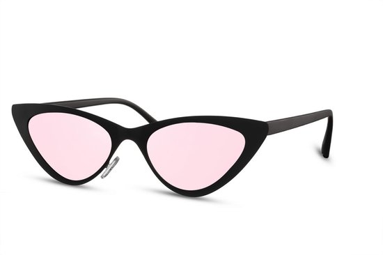 Joboly Cat Eye Zonnebril - Zwart Frame - Roze Lenskleur Spiegelend - Dames van Joboly