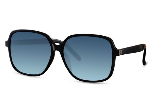 Joboly Designer Zonnebril - Zwart Frame - Transparant Blauwe Lenskleur - Dames van Merkloos