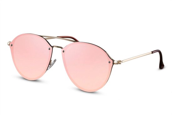 Joboly Ronde Zonnebril - Goudkleurig Frame - Roze Lenskleur - Dames van Joboly