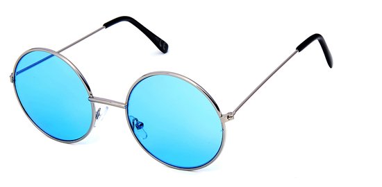 Joboly Ronde Zonnebril - Zilverkleurig Frame - Blauwe Lenskleur - Dames en Heren van Joboly