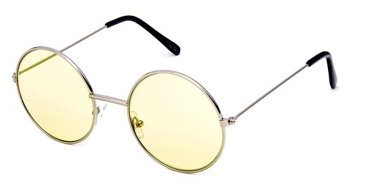 Joboly Ronde Zonnebril - Zilverkleurig Frame - Gele Lenskleur - Dames en Heren van Joboly
