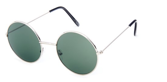 Joboly Ronde Zonnebril - Zilverkleurig Frame - Groene Lenskleur - Dames en Heren van Joboly