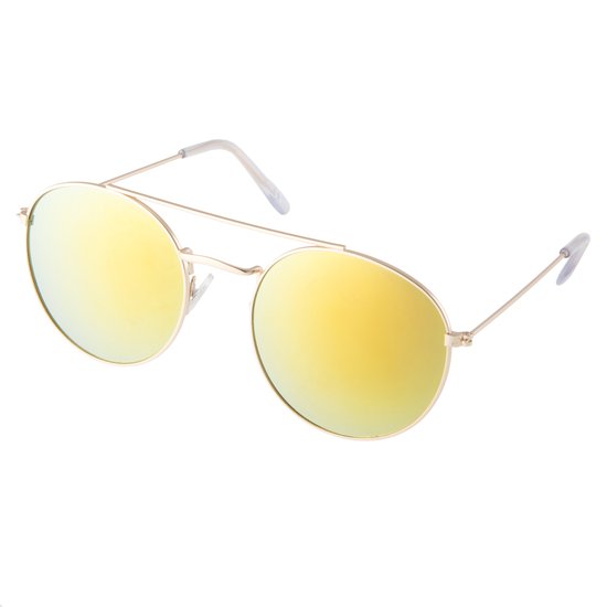 Joboly Ronde Zonnebril - Zilverkleurig Frame - Lichtgroene Lenskleur van Joboly