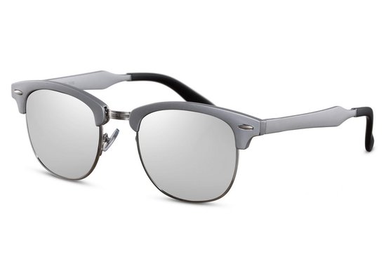 Joboly Ronde Zonnebril - Zilverkleurig Frame - Zilverkleurige Lenskleur - Spiegelend - Dames en Heren van Joboly