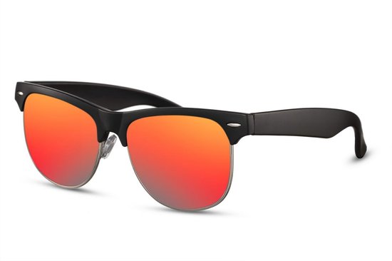 Joboly Ronde Zonnebril - Zwart Frame - Rode Lenskleur - Heren van Joboly