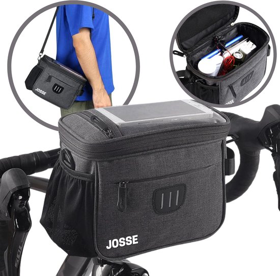 Josse Stuurtas Fiets Afneembaar - Waterdicht - Schoudertas - Fietstas stuur - Inclusief Zadelhoes van Josse