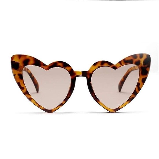 Jumada's - Zonnebril - Hartvormig - Panterprint - Cat eye - Festival - Verkleedkleding - Bruin