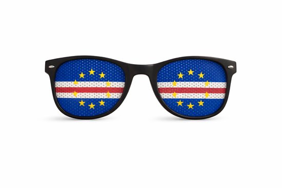 Kaapverdië Vlag Zonnebril – VlaggenBril - MorabezaSun - Cabo Verde Supporters Bril – Festival / WK – Blauw met Sterren