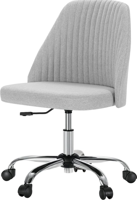 Kantoorstol met wielen, Scandinavisch design. Bekleed met linnen, gepolsterd voor leerdoeleinden, noodzakelijk voor kinderen en studenten. Draaiende stoel met hoogteverstelling, gemaakt van twill-stof, zonder armleuningen. Geschikt als kinderstoel van Kanto