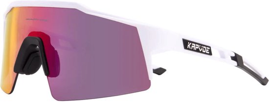 KAPVOE Sport Zonnebril - COMPLETE SET - 4 GLAZEN - Fietsbril - Sportbril - Mountainbike - Wielren - Ski - Wintersport - Sneeuw - Polariserend - UV 400 - Nachtbril - Frame voor Zonnebril op Sterkte - Hoesje -Brillenkoker - Dames Heren -WIT van Merkloos