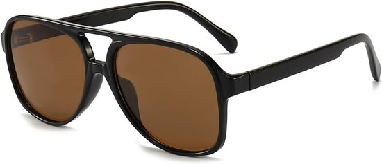 Keeper Retro gepolariseerde pilotenzonnebril voor dames en heren, jaren 70, oversized | Dubbele Brug Luchtvaart Zonnebril Grote Frame Vintage Shades UV400 Bescherming