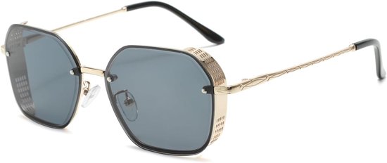 Keeper Retro punk vierkante zonnebril voor mannen vrouwen steampunk zonnebril goud metalen frame punk rock stijl zonnebril unisex vintage tinten UV-bescherming