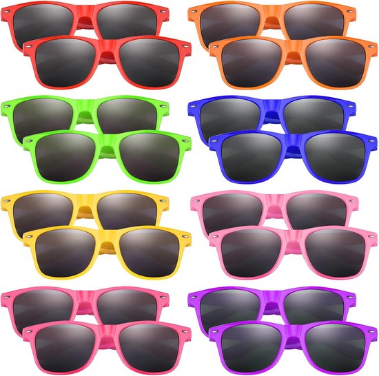 Kids Zonnebril 8/16/32/48 Pack in Neon Kleuren - Perfect voor Feestjes, Verjaardagen en Strand van Merkloos