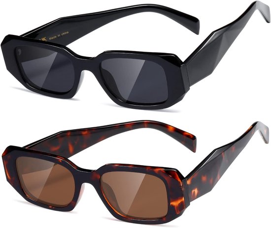 kimorn Rechthoekige zonnebril voor vrouwen mannen trendy retro trendy zonnebril 90's vintage vierkant frame