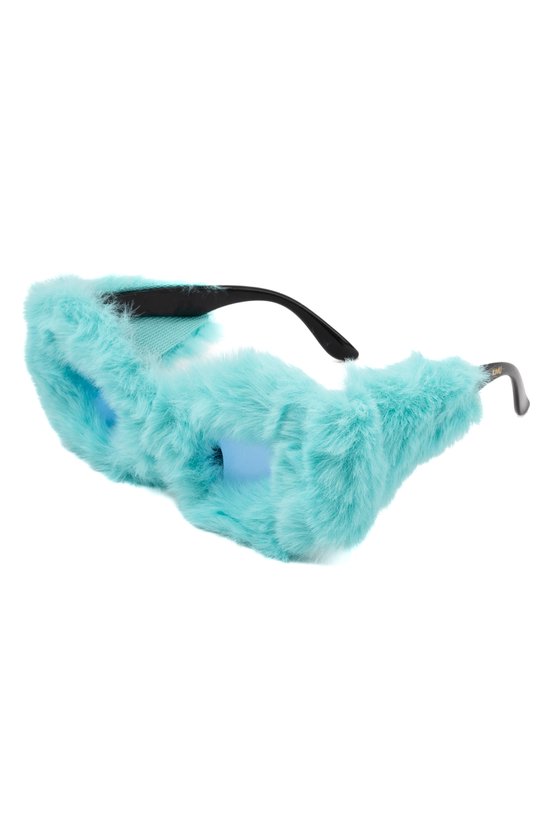 KIMU Cat Eye Bont Zonnebril - Blauw Montuur Kunststof - Blauwe Glazen - Koekiemonster Papegaai Ara Sully Gonzo Stitch Zonnebril Dons Zacht Halloween van KIMU