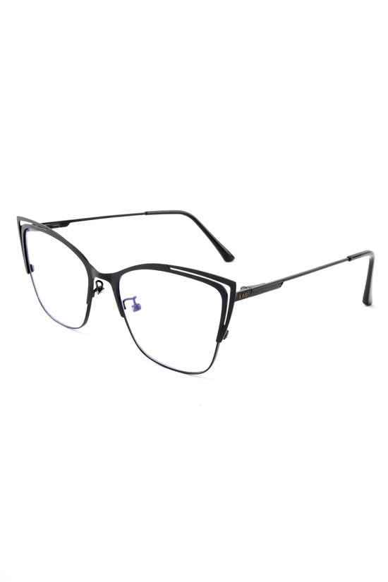 KIMU Cat Eye Computerbril - Zwart Montuur - Doorzichtige Glazen - Volwassenen Dames Kantoor Beeldscherm Blauwfilter Filter Retro Halloween van Merkloos