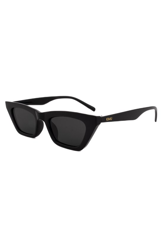 KIMU Cat Eye Smal Zonnebril - Zwart Montuur Kunststof - Zwarte Glazen - Elegant Classic Hollywood Fashion Klassiek Jaren 50 Beroemd Carnaval van KIMU