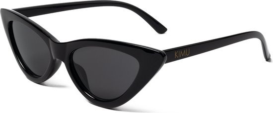 KIMU Cat Eye Zonnebril - Zwart Montuur - Zwarte Glazen - Kat Tijger Vlinderbril Retro Kattenoog Hollywood Vleugels Elegant Feline Vintage Festival van KIMU