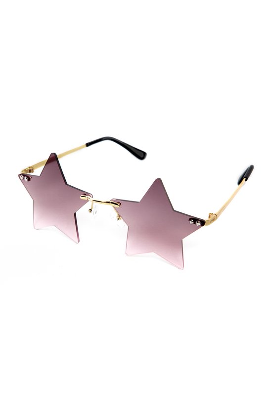 KIMU Sterren Zonnebril - Goud Montuur - Zwart Roze Glazen - Hollywood Superster Sterretjes Ster Sterrenhemel Lichtjes Bril Star Gradient Festival van KIMU