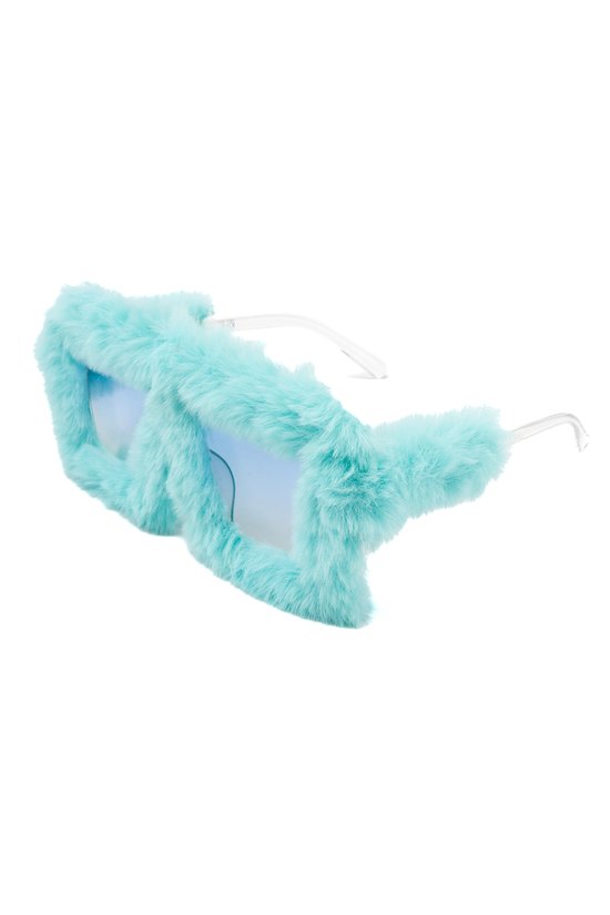 KIMU Vierkant Bont Zonnebril - Blauw Montuur Kunststof - Blauwe Glazen - Koekiemonster Papegaai Ara Sully Gonzo Stitch Zonnebril Dons Zacht Festival van KIMU