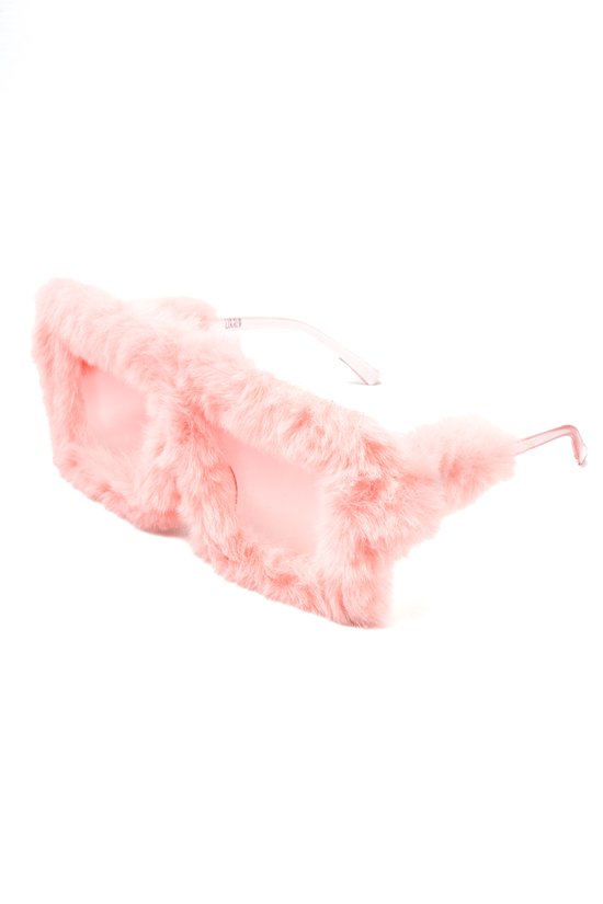 KIMU Vierkant Bont Zonnebril - Lichtroze Montuur Kunststof - Lichtroze Glazen - Flamingo Pelikaan Kaketoe Cupido Valentijn Zonnebril Dons Halloween van KIMU