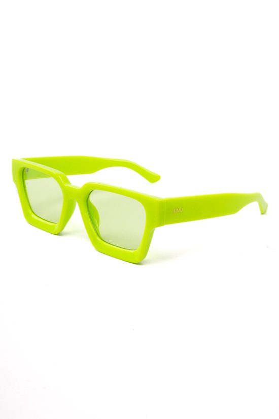 KIMU Vierkant Dik Montuur Gekleurde Bril - Limegroen Montuur - Groene Glazen - Rechthoek Geometrisch Oversized Designer Hollywood Groen Lime Festival van KIMU