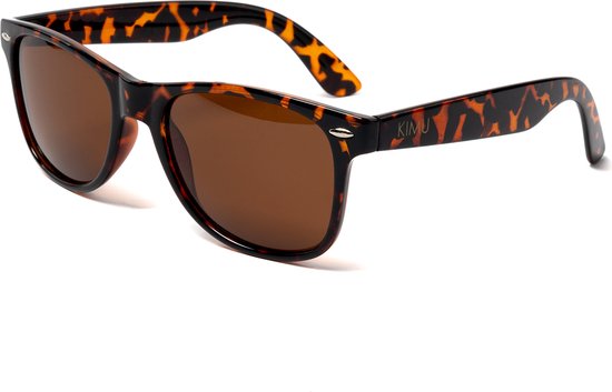 KIMU Way Farer Zonnebril - Rechthoekig Tortoise Montuur - Bruine Glazen - Bril Hipster Vintage Retro Dames Heren Bruin Rechthoekige Classic Festival van KIMU