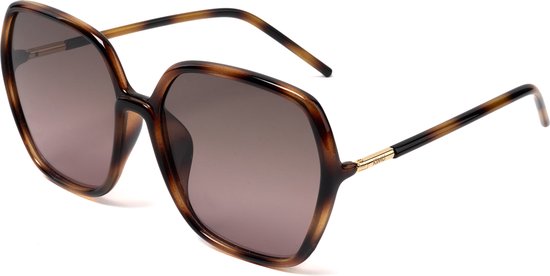 KIMU® Zonnebril Groot Vintage - Tortoise Bruin Montuur - Bruine Glazen - Rechthoek Oversized Geometrisch Designer Hollywood Zomer Elegant Rond Festival