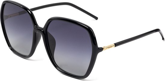 KIMU Zonnebril Groot Vintage - Zwart Montuur - Paarse Glazen - Rechthoek Oversized Geometrich Designer Hollywood Zomer Elegant Rond Grijs Festival van Merkloos