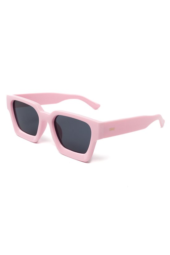 KIMU Zonnebril Lichtroze Vierkant Dik Montuur - Roze Montuur - Zwarte Glazen - Rechthoek Geometrisch Oversized Designer Hollywood Elegant Zomer Festival van KIMU