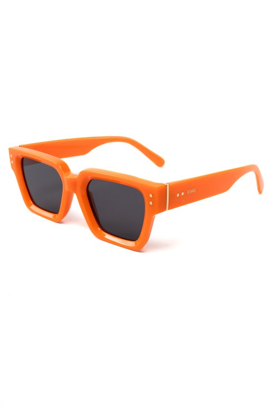 KIMU Zonnebril Oranje Koningsdag Vierkant Dik Montuur - Montuur met Goud Detail - Zwarte Glazen - Rechthoekige Bril EK WK Holland Nederland Koningsdag Koningsdag van Merkloos